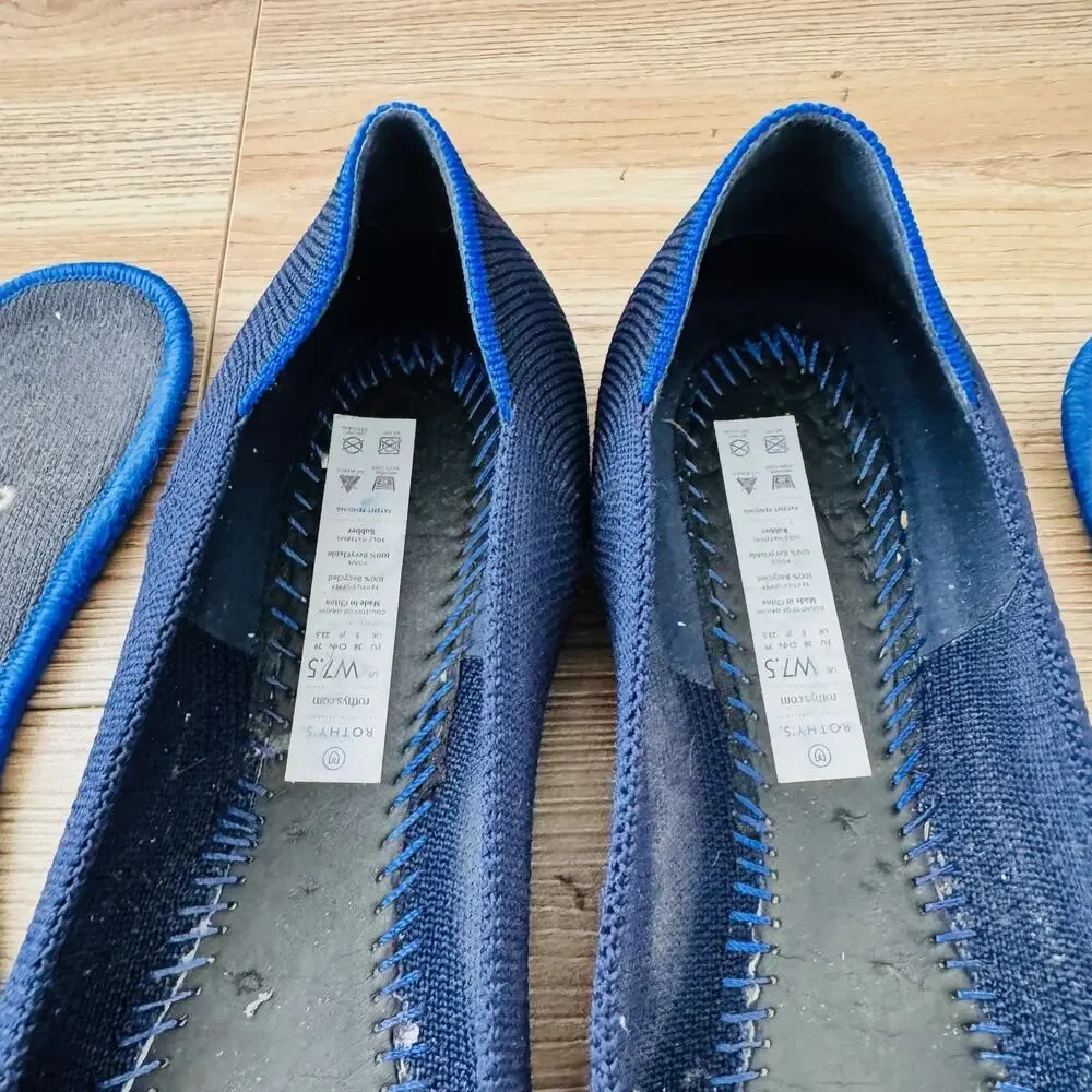 Rothy’s The Flat Navy Blue Knit Slip On Flats Women’s Size 7.5